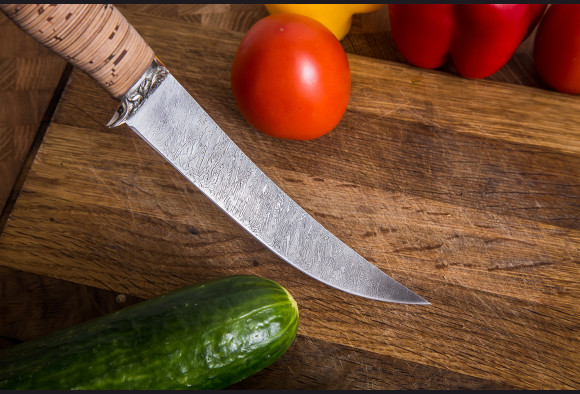 Набор филейных ножей <span>(Дамаск 1200 слоев, береста, литье мельхиор)</span>