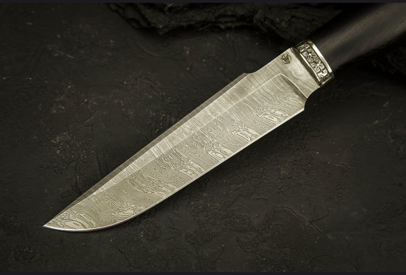 Нож Скорпион <span>(дамаск 1200 слоев, мореный граб, литье мельхиор)</span>