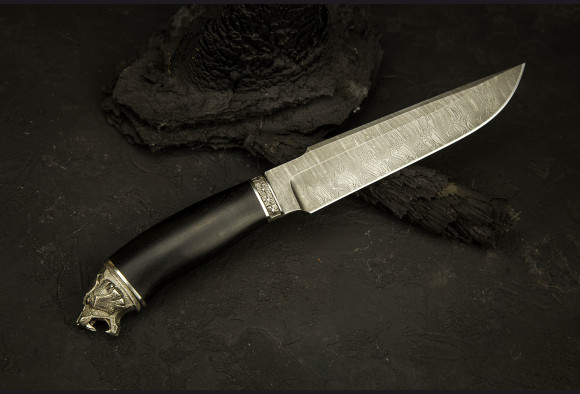 Нож Скорпион <span>(дамаск 1200 слоев, мореный граб, литье мельхиор)</span>