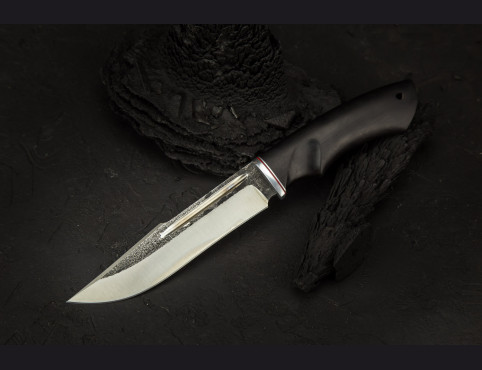 Нож Аллигатор (х12мф, черный граб выемка под палец)