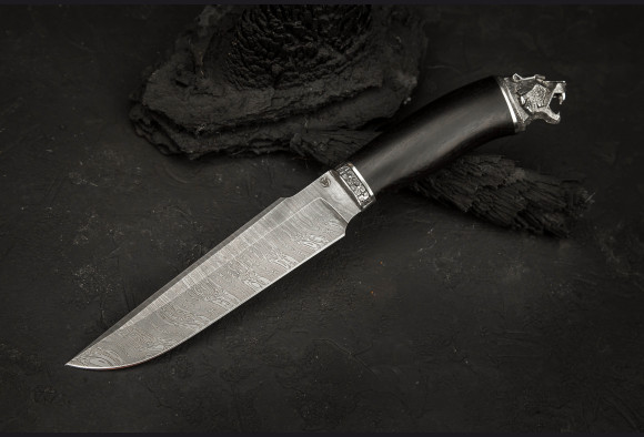 Нож Скорпион <span>(дамаск, мореный граб, литье мельхиор)</span>