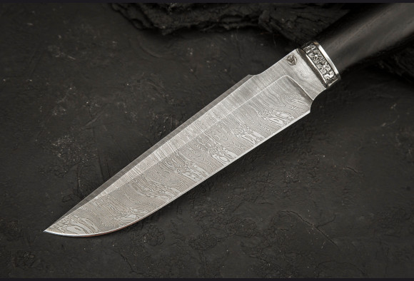 Нож Скорпион <span>(дамаск, мореный граб, литье мельхиор)</span>