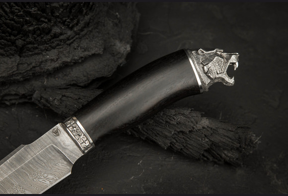 Нож Скорпион <span>(дамаск, мореный граб, литье мельхиор)</span>