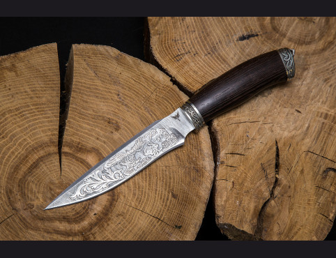 Нож Хищник (11, литье мельхиор, художественное оформление клинка)