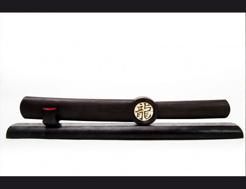 Нож Самурай (дамаск 1200 слоев, мореный граб, деревянные ножны, ручная гравировка)