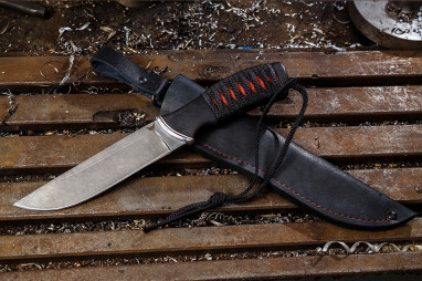 Нож Вулкан 1 <span class='product-card--title--span'>(дамаск 1200 слоев, мореный граб ,плетеная рукоять)</span>