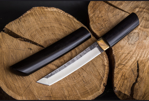 Нож Самурай <span>(х12мф, мореный граб, цуба латунь, деревянные ножны)</span>