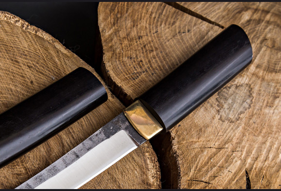Нож Самурай <span>(х12мф, мореный граб, цуба латунь, деревянные ножны)</span>