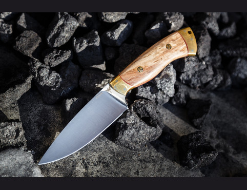 Нож Грибник 3 цельнометаллический (х12мф, стабилизированная карельская береза, латунь)