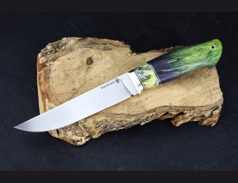 Нож Егерь 2 (м390, стабилизированный зуб мамонта, стабилизированная карельская береза)