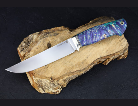 Нож Медведь (М 390, стабилизированный кап клена, мельхиор)