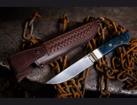 Нож Гепард (S290, стабилизированная карельская береза, кость моржа, мозаичный пин)