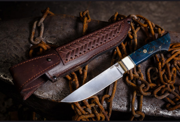 Нож Гепард <span>(S290, стабилизированная карельская береза, кость моржа, мозаичный пин)</span>