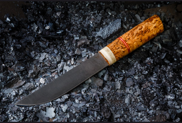 Нож Якутский большой <span>(дамаск, карельская береза, рог лося)</span>