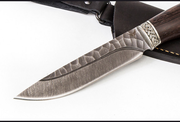 Нож Фрегат <span>(Дамаск 1200 слоев, венге, литье мельхиор, долы камень)</span>