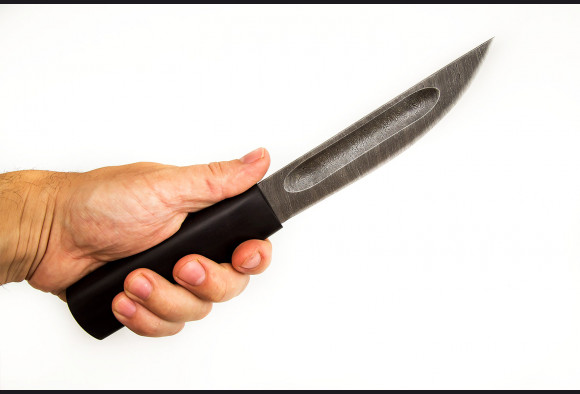 Нож Якутский большой <span>(Дамаск 1200 слоев, мореный граб)</span>