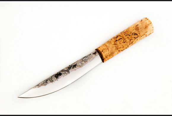 Нож Якутский большой <span>(х12мф, карельская береза)</span> кованный дол