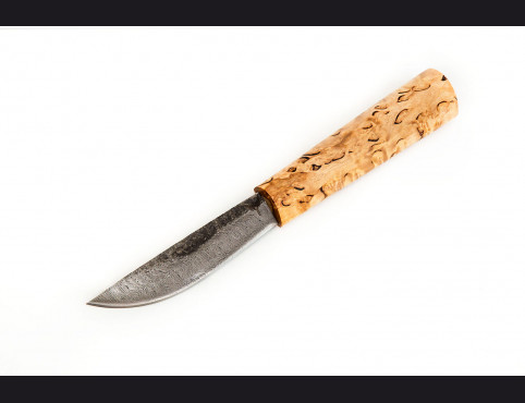 Нож Якутский малый (дамаск, карельская береза, кованный дол)