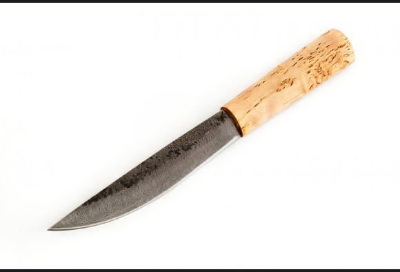 Нож Якутский большой <span>(дамаск, карельская береза, кованный дол)</span>