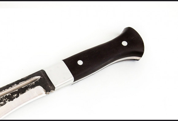 Нож Кукри цельнометаллический <span>(х12мф, мореный граб, дюраль, со следами ковки)</span>
