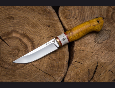 Нож Грибник 1 (Elmax, стабилизированная карельская береза, рог лося, мозаичный пин)
