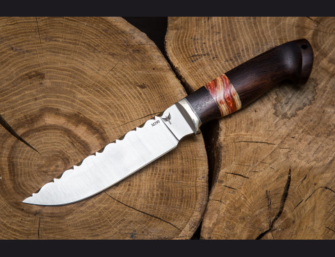 Нож Вепрь (М390, палисандр, стабизированыый зуб мамонта, обух резной)
