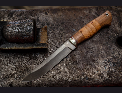 Нож Егерь (булат, береста ,корень ореха)