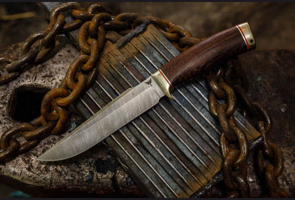 Нож Скорпион 2 <span>(дамаск 1200 слоев, венге ,мельхиор)</span>