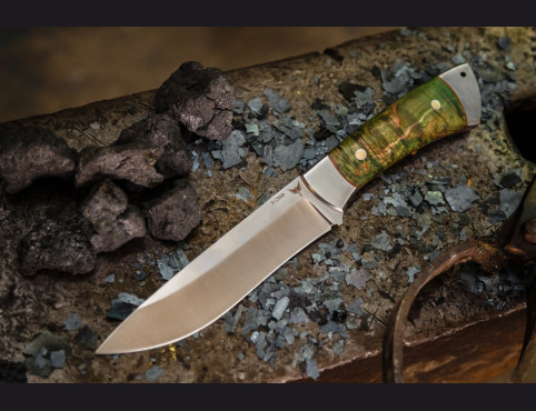 Нож Ястреб цельнометаллический (х12мф, стабилизированная карельская береза, дюраль)