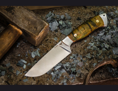 Нож Грибник 2 цельнометаллический (х12мф, стабилизированная карельская береза, дюраль)