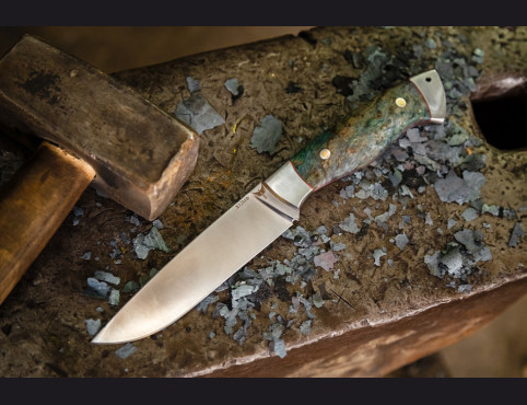 Нож Вепрь цельнометаллический (х12мф, стабилизированная карельская береза, дюраль)