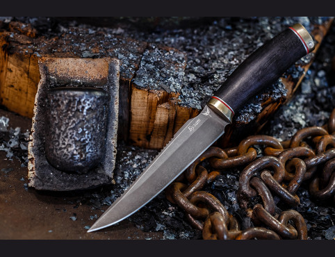 Нож Рыбак 1 (булат, мореный граб, мельхиор)