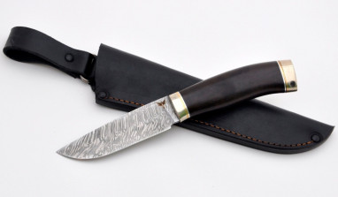 Нож Ягуар <span class='product-card--title--span'>(дамаск 1200 слоев, мореный граб, мельхиор)</span>