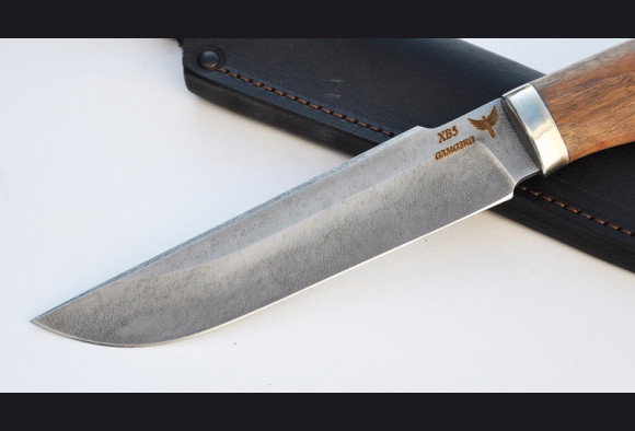 Нож Скорпион <span>(ХВ5-алмазка, корень ореха, мельхиор)</span>