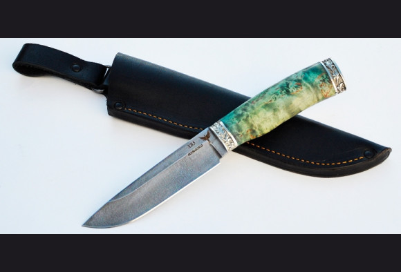Нож Лань <span>(ХВ5-АЛМАЗКА,стабилизированная карельская береза,литье мельхиор)</span>