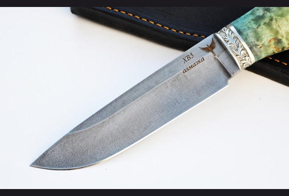 Нож Лань <span>(ХВ5-АЛМАЗКА,стабилизированная карельская береза,литье мельхиор)</span>