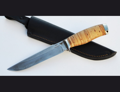 Нож Скорпион 2 (ХВ5-АЛМАЗКА,береста,мельхиор)