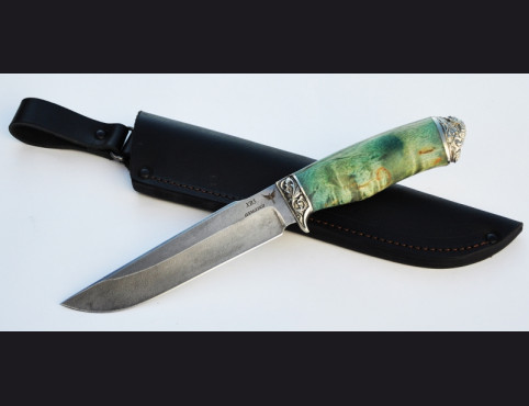 Нож Скорпион 2 (ХВ5-АЛМАЗКА,стабилизированная карельская береза,литье мельхиор)