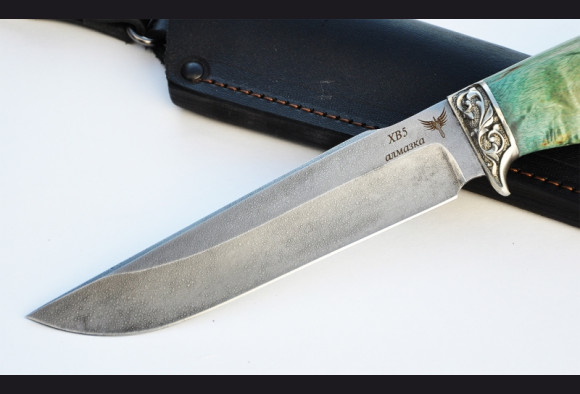 Нож Скорпион 2 <span>(ХВ5-АЛМАЗКА,стабилизированная карельская береза,литье мельхиор)</span>