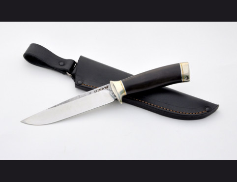 Нож Пегас (х12мф,мореный граб,мельхиор)