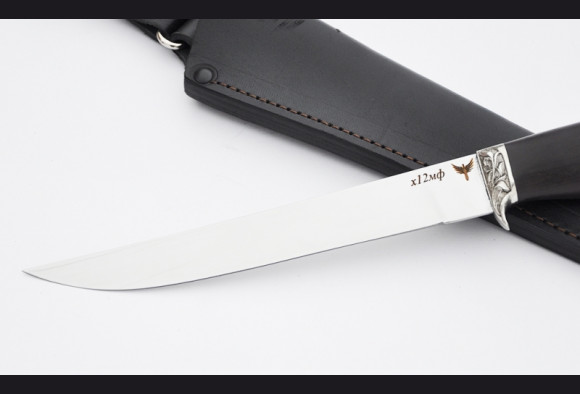Нож Филейный большой <span>(х12мф, мореный граб, литье мельхиор)</span>