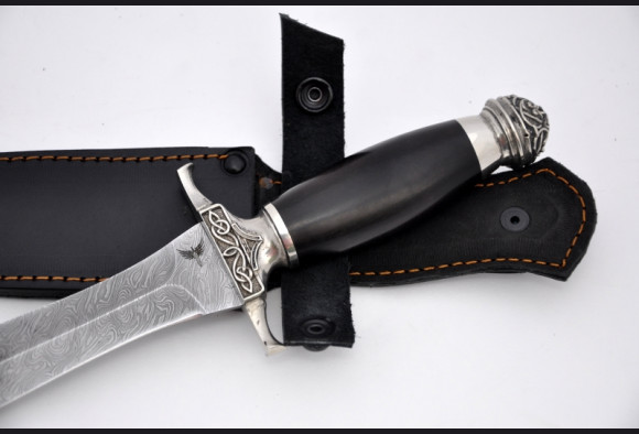 Нож Диверсант <span>(дамаск 1200 слоев, мореный граб, литье мельхиор)</span>