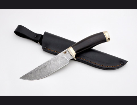 Нож Нерпа (дамаск 1200 слоев, мореный граб, мельхиор)
