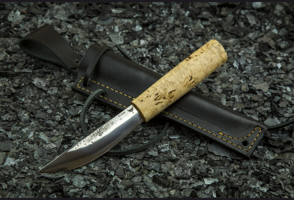 Нож Якутский средний <span>(х12мф, карельская береза)</span> кованный дол
