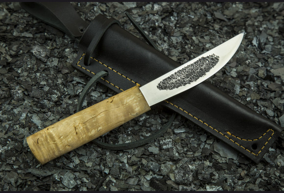 Нож Якутский средний <span>(х12мф, карельская береза)</span> кованный дол