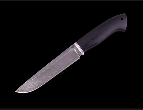 Нож Охотник (Дамаск 1200 слоев, мореный граб)
