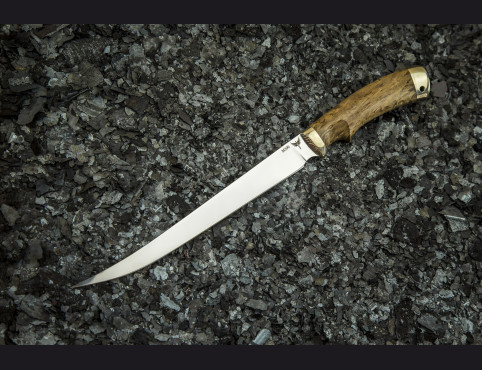 Нож Филейный Белуга (М390, стабилизированная карельская береза, мельхиор)