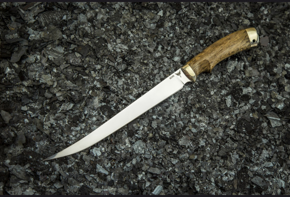 Нож Филейный Белуга <span>(М390, стабилизированная карельская береза, мельхиор)</span>