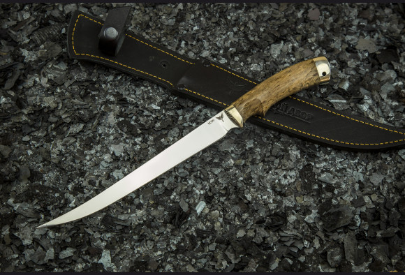 Нож Филейный Белуга <span>(М390, стабилизированная карельская береза, мельхиор)</span>