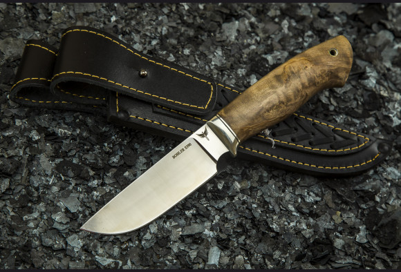 Нож Грибник 2 <span>(S390, стабилизированная карельская береза, мозаичный пин под темляк)</span>